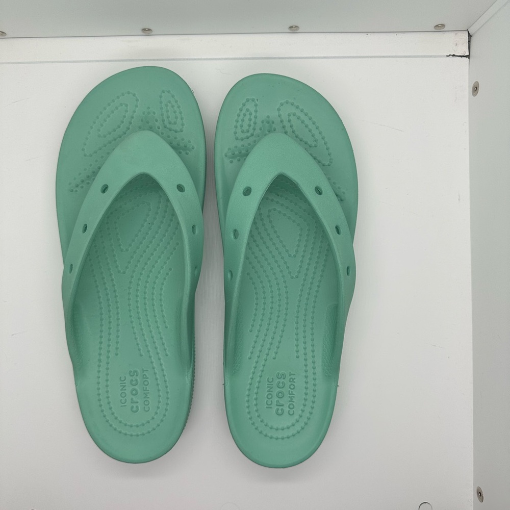 Crocs Classic Platform Flip Flop Sandals Jade Stone Size W10 - Picture 7 of 9